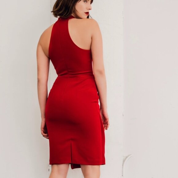 Sharon Cocktail Dress Red - Posh Couture - Picture 3 of 3